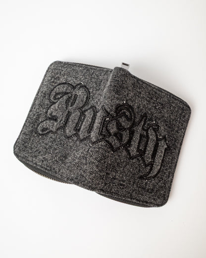 Billetera Roxanne Denim Compact Wallet Washed Black