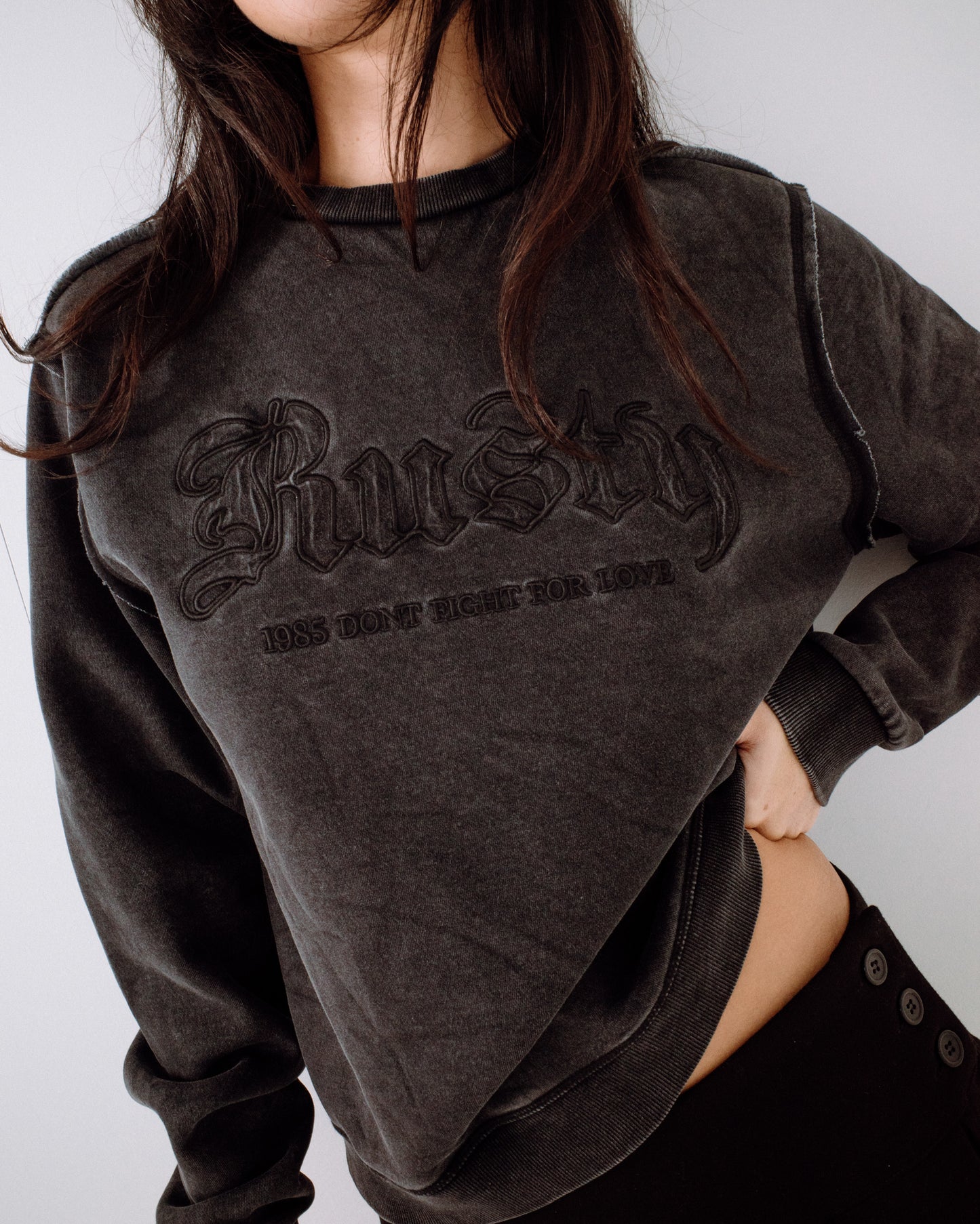 Buzo Roxanne Oversized Neck Washed Black