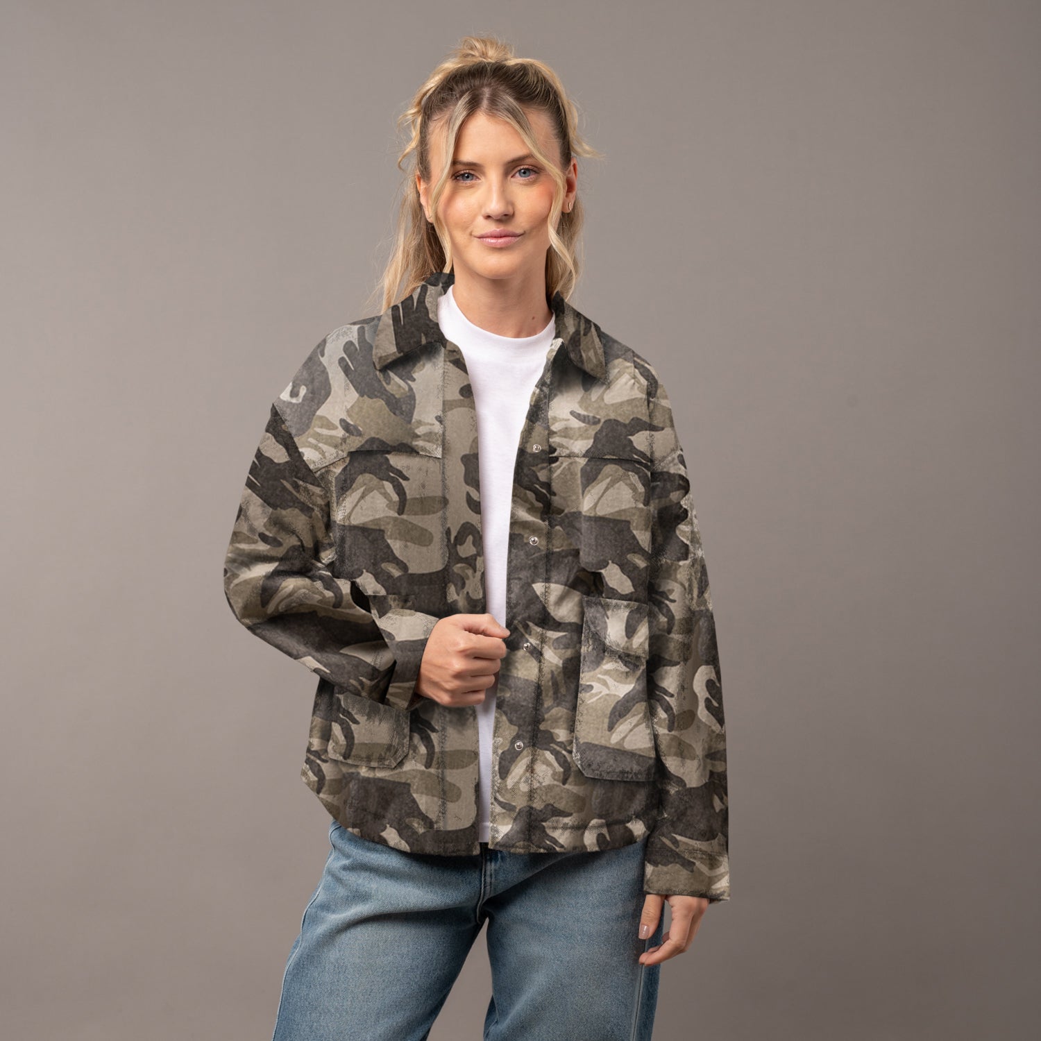 Camisa Ml Camo Mile Oversize Abbey Stone