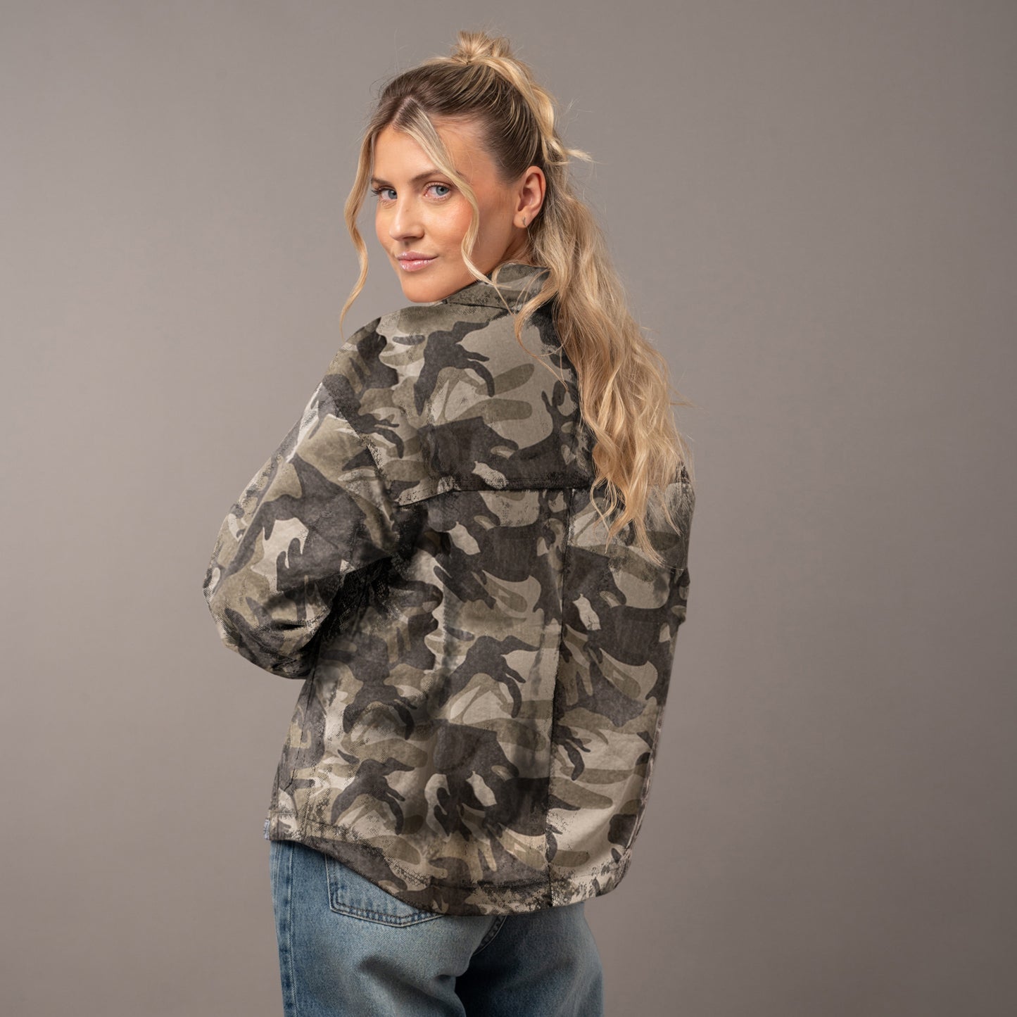 Camisa Ml Camo Mile Oversize Abbey Stone