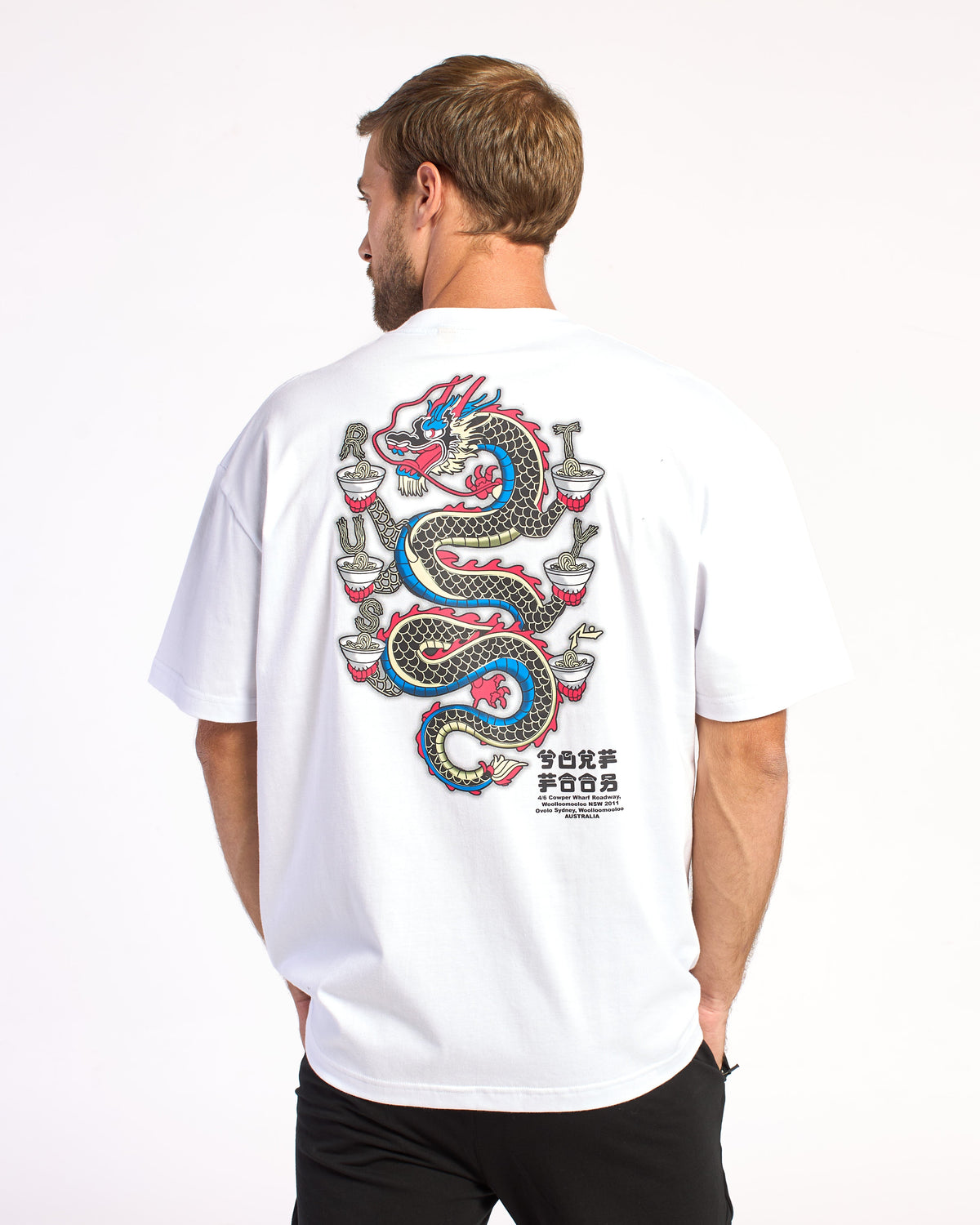 Remera Ramen Dragon Ov White