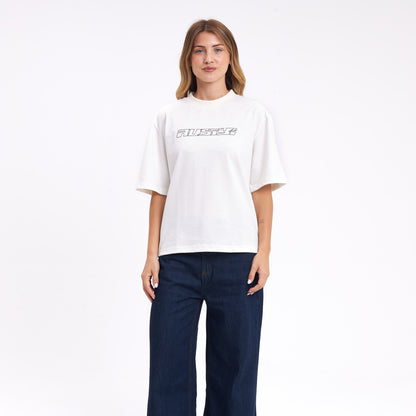 Remera Essential Crop Boxy Fit Off White