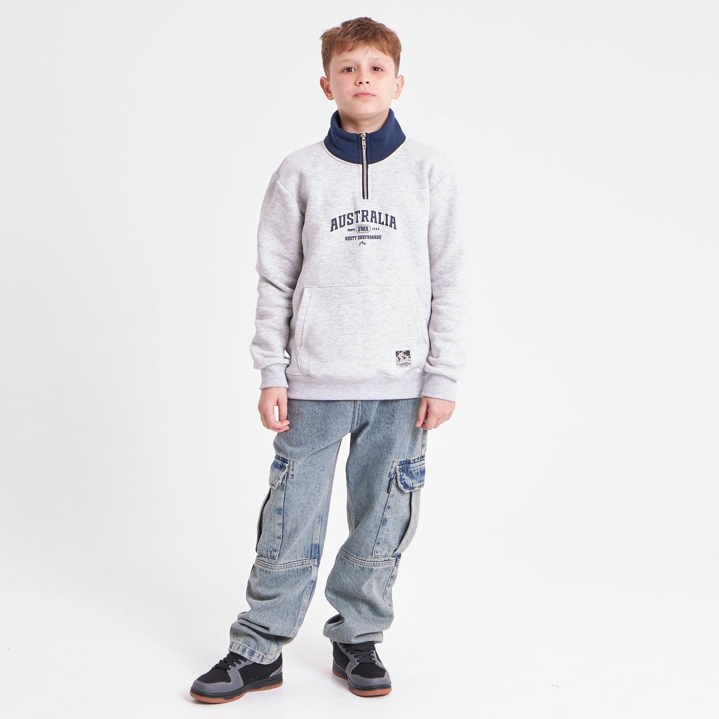 Buzo Australian 1/4 Zip Junior White Marle