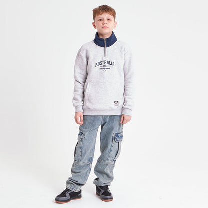 Buzo Australian 1/4 Zip Junior White Marle