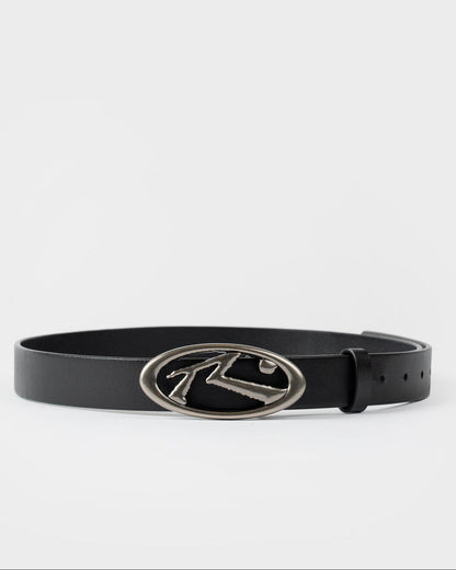 Cinturon R Dot Buckle Leather Belt* Black