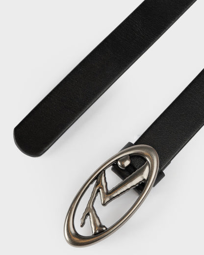 Cinturon R Dot Buckle Leather Belt* Black