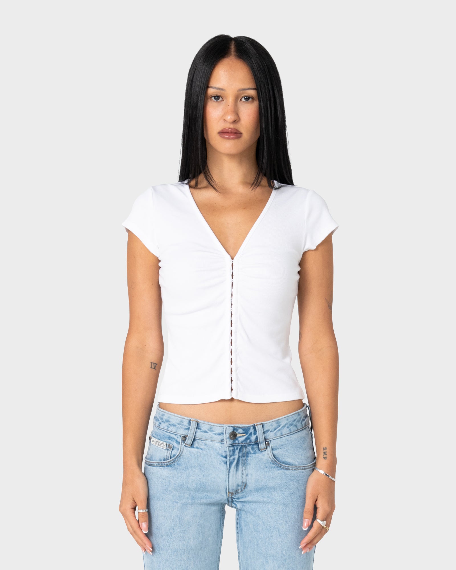 Fashion Top Im Hooked Cap Sleeve White