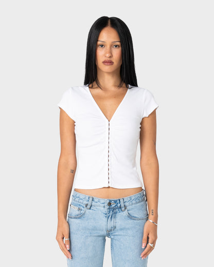 Fashion Top Im Hooked Cap Sleeve White
