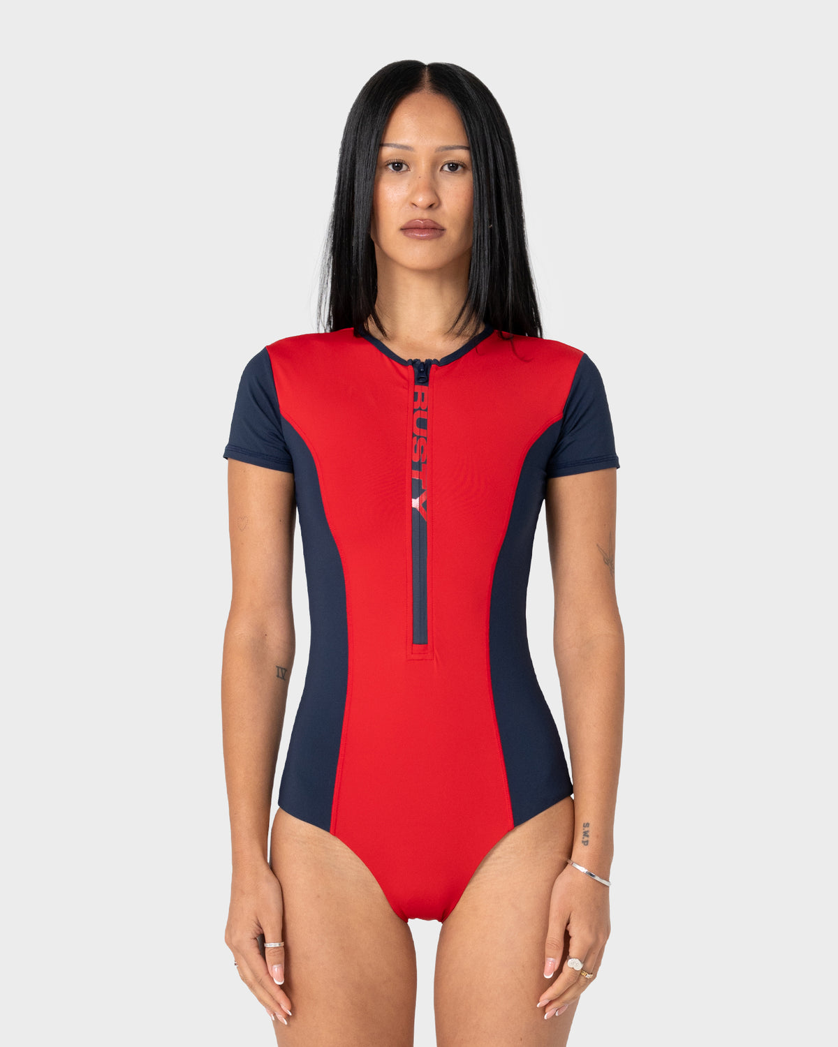Enterito Dirt Rider S/S Surf Suit Red/Navy