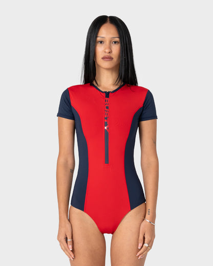 Enterito Dirt Rider S/S Surf Suit Red/Navy