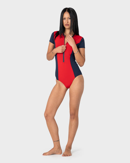 Enterito Dirt Rider S/S Surf Suit Red/Navy