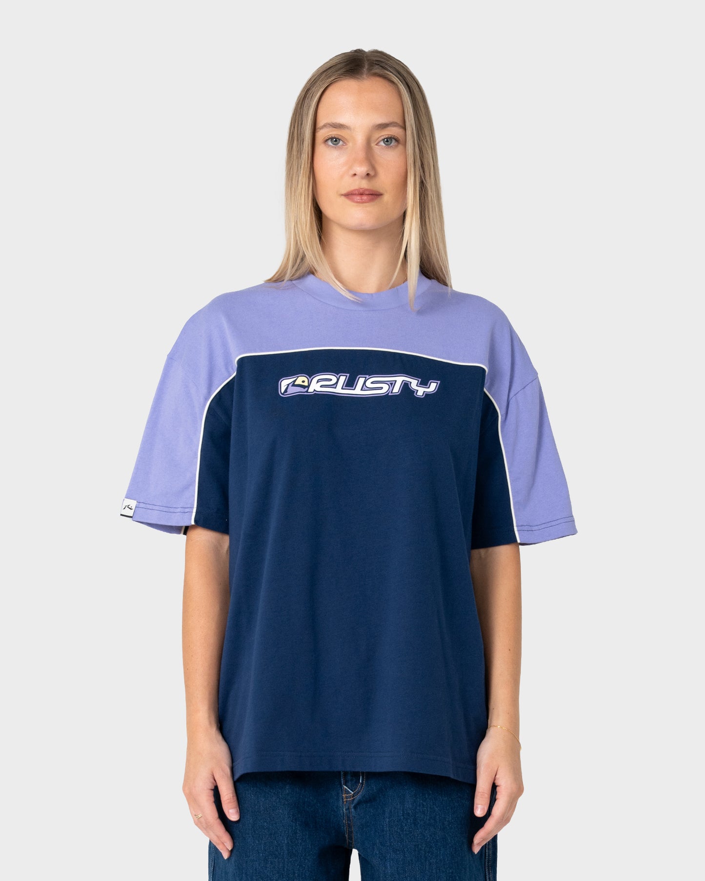 Remera Archived Ops Oversize Short Sleeve Navy/Mulberry Purple