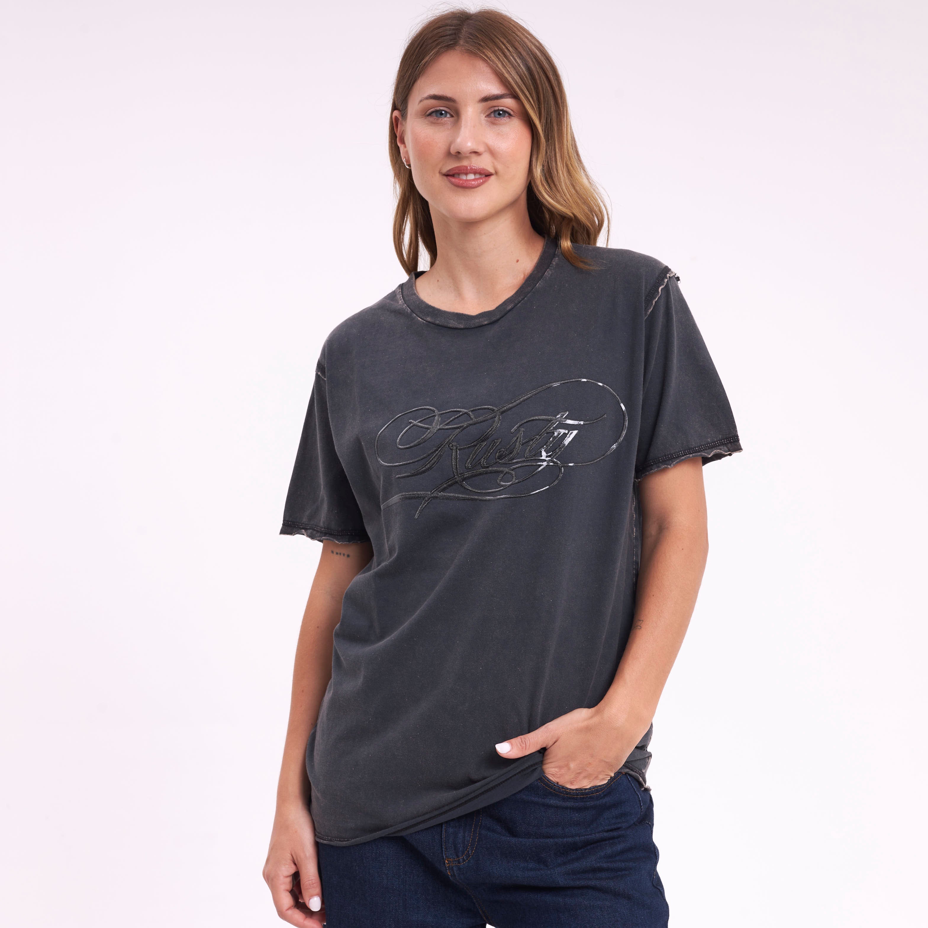 Remera Script Diddy Relaxed Washed Black