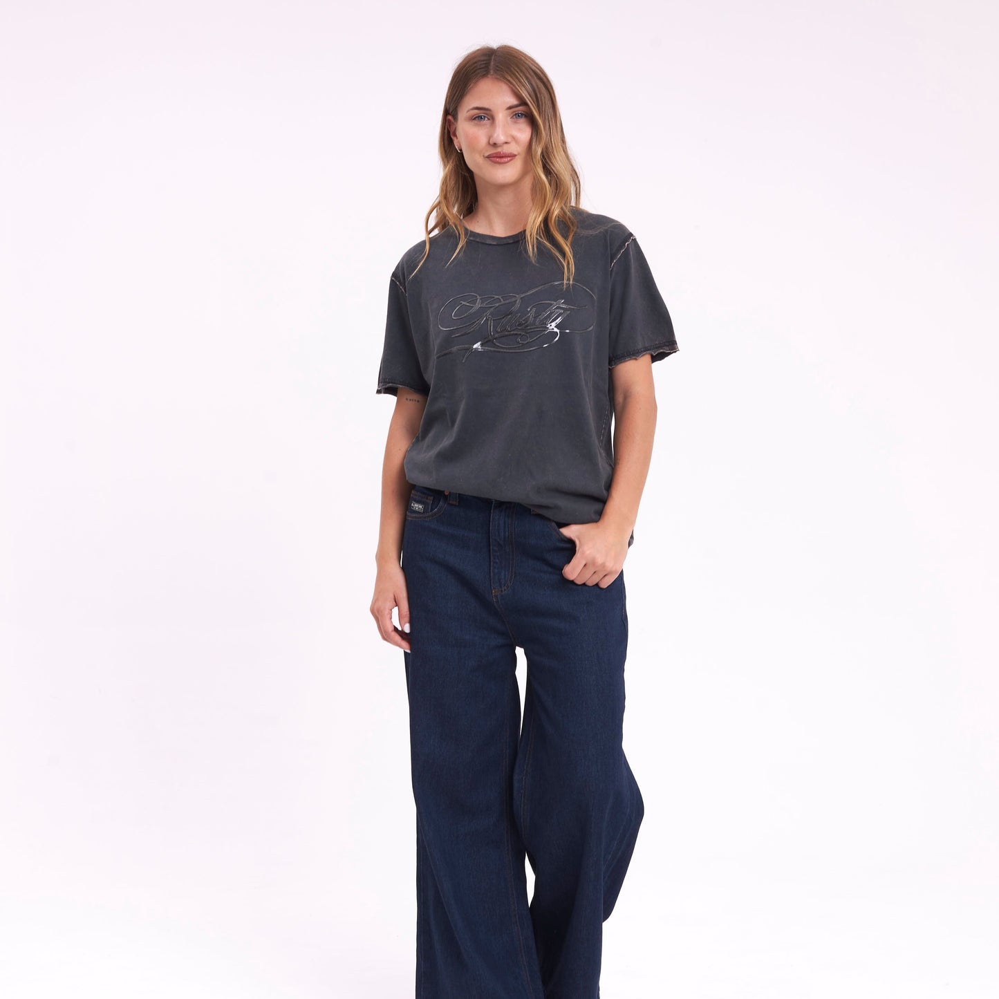 Remera Script Diddy Relaxed Washed Black