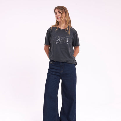 Remera Script Diddy Relaxed Washed Black