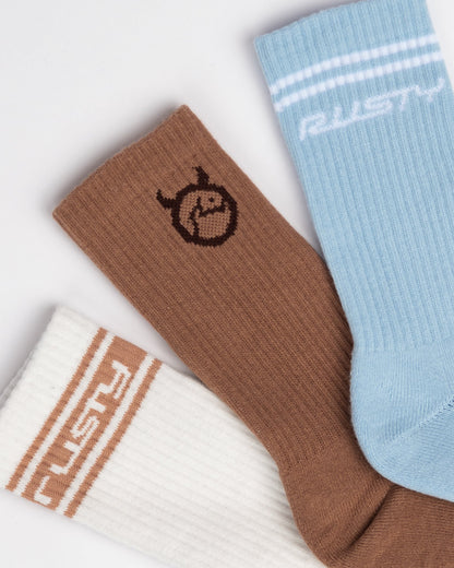 Medias Rusty Shake Up Crew 3-Sock Pack Multi