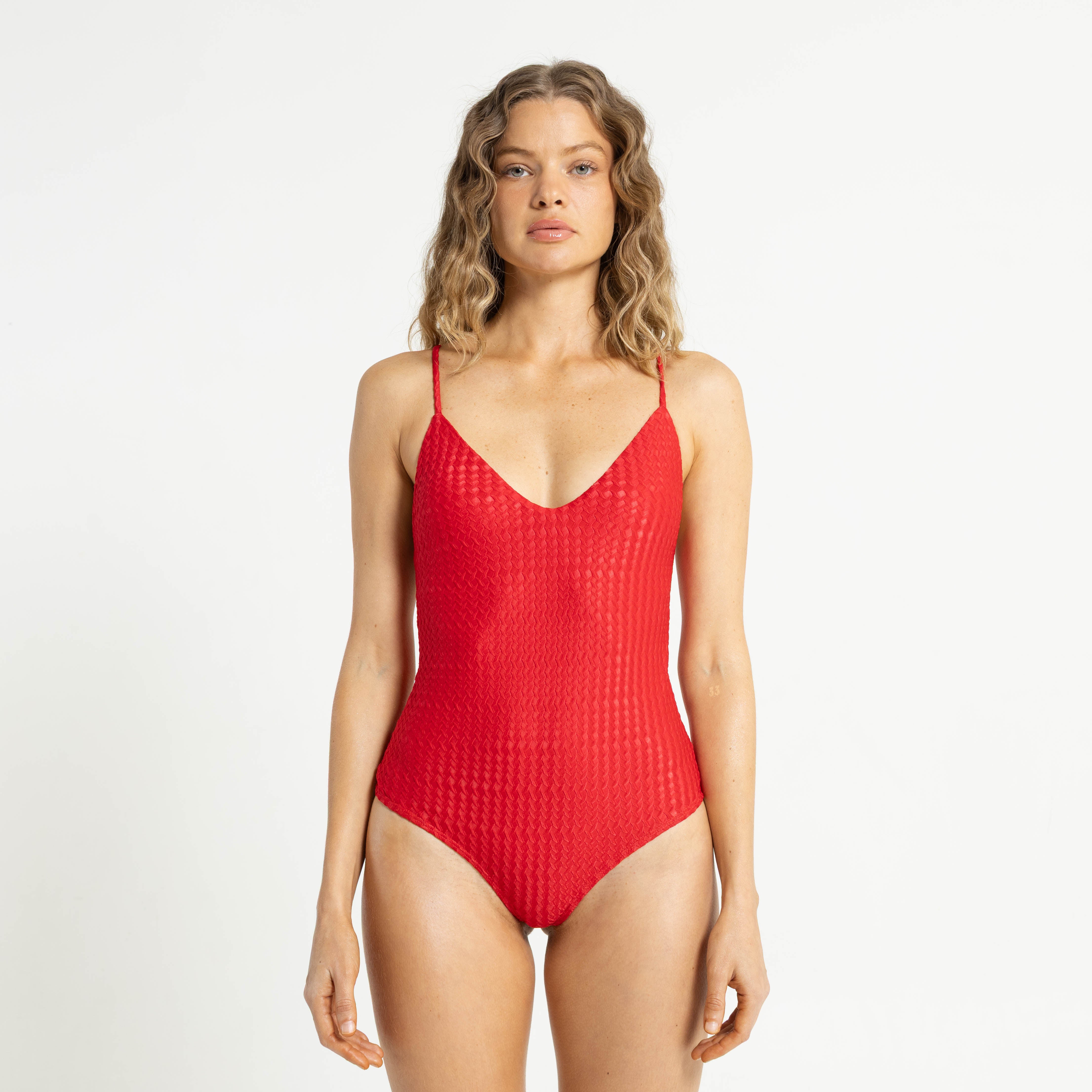 Bikini Shimmy One Piece Red
