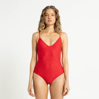 Bikini Shimmy One Piece Red