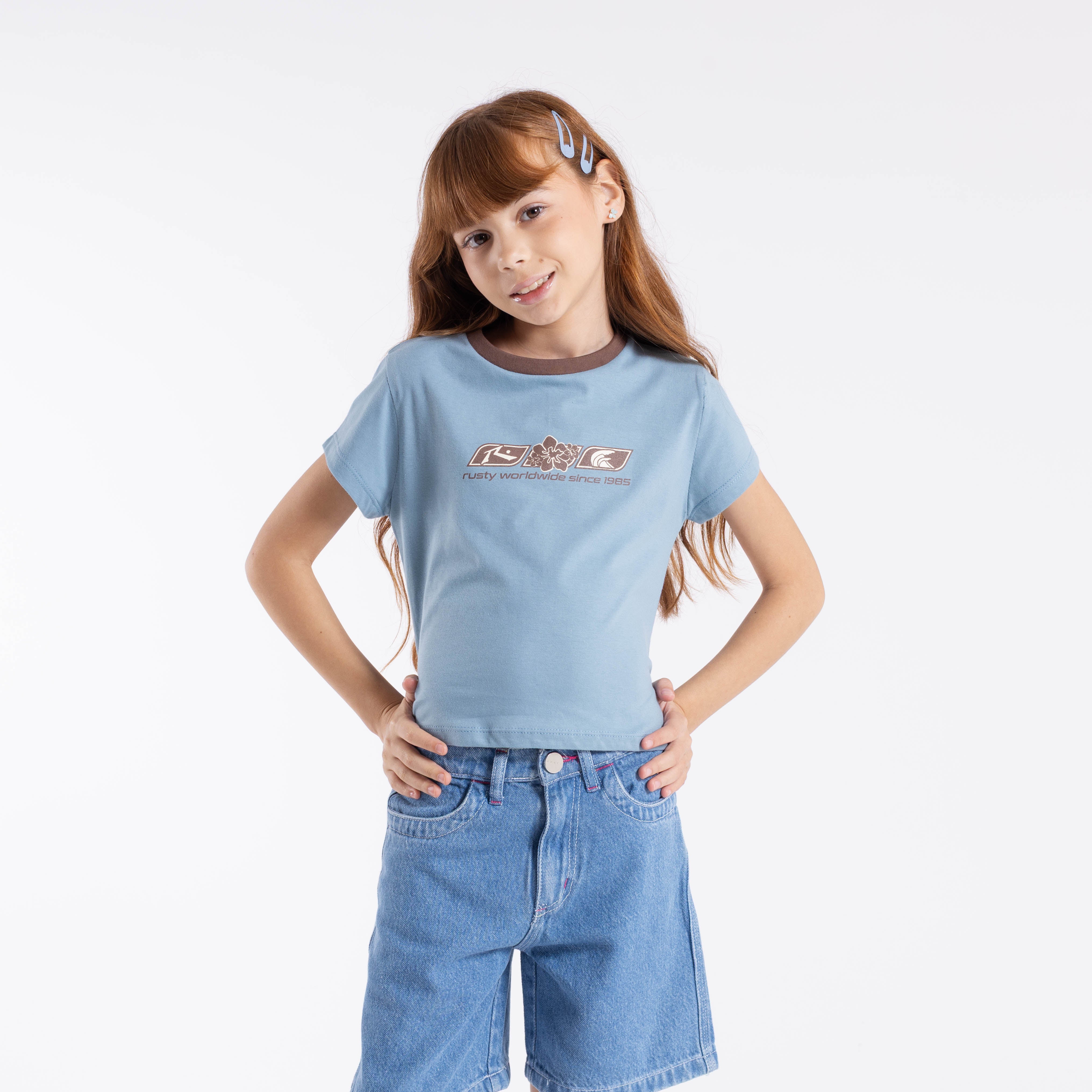 Remera Snapper Contrast Ringer Girls Kentucky Blue