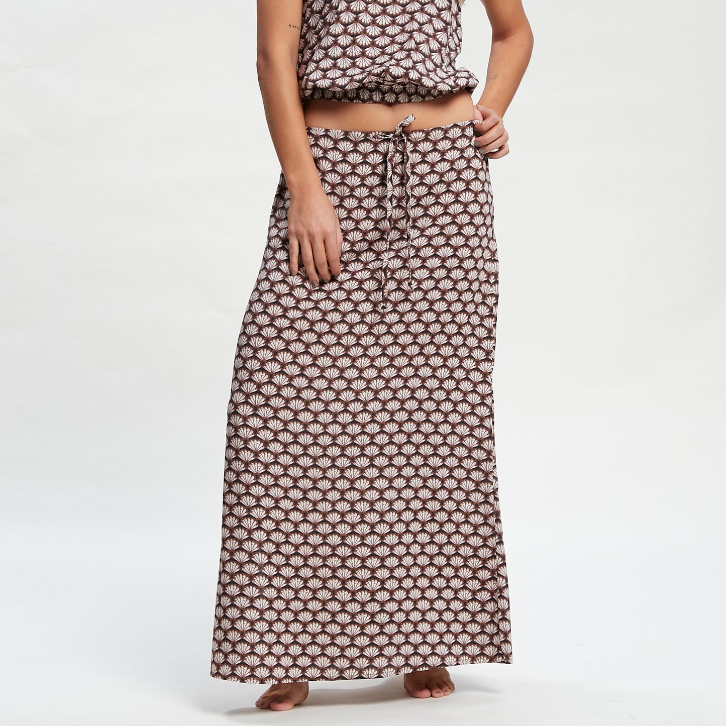 Pollera Sorrento Midi Skirt Tuscan Brown