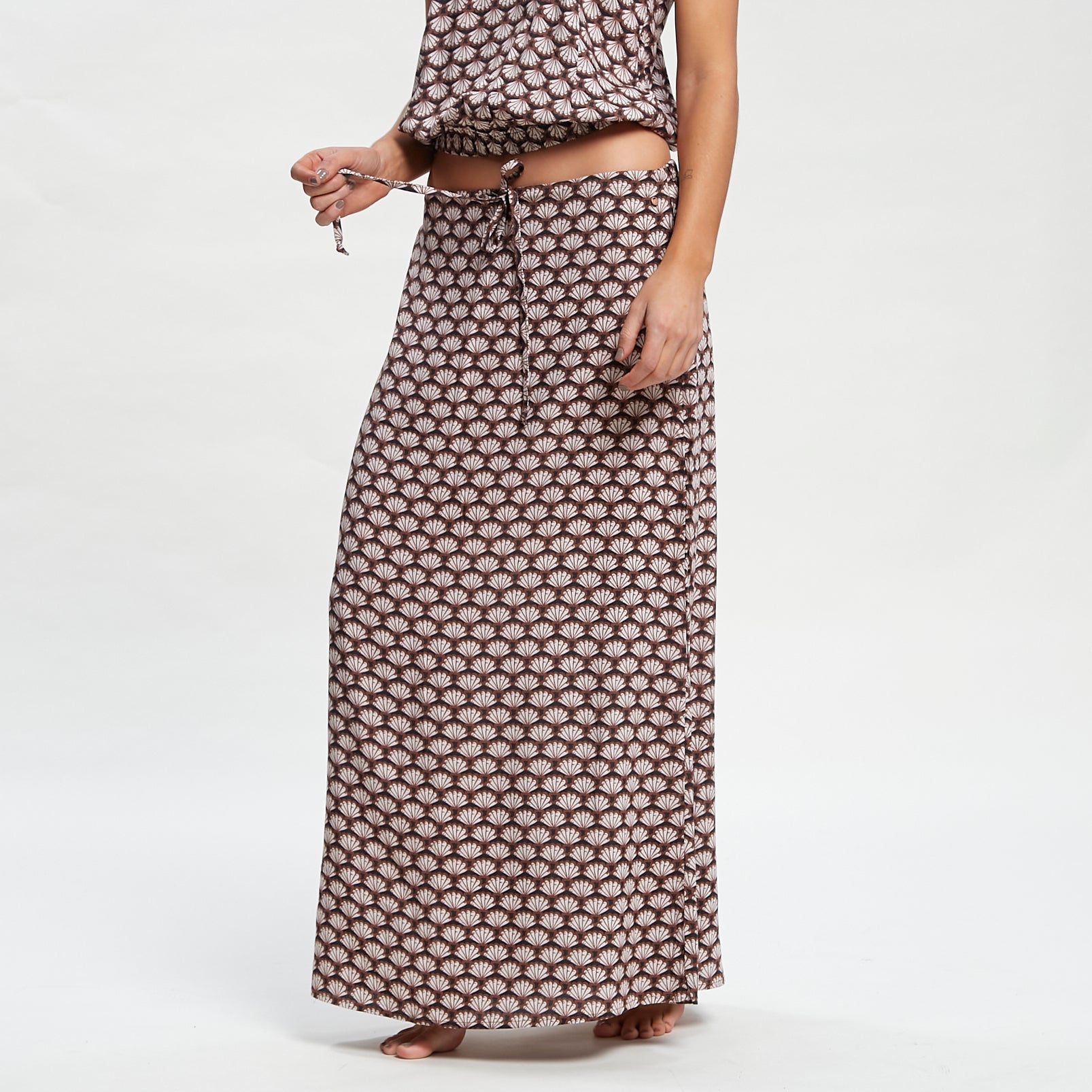 Pollera Sorrento Midi Skirt Tuscan Brown