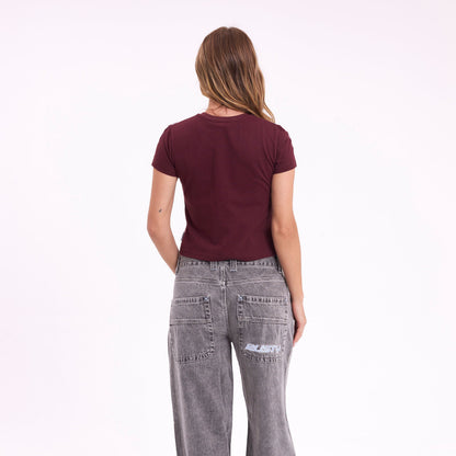 Remera Stitched Up Relaxed Mini Burgundy