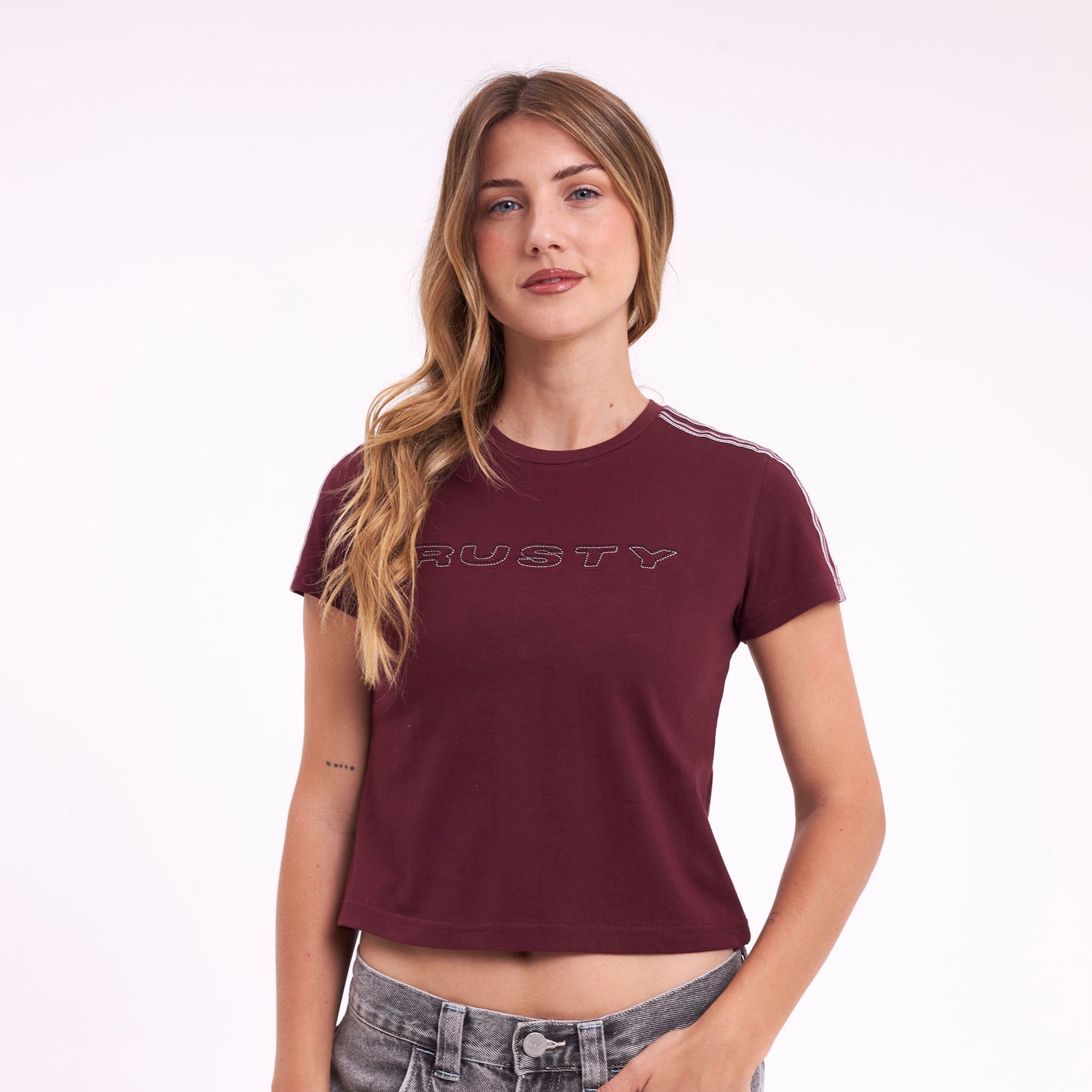 Remera Stitched Up Relaxed Mini Burgundy
