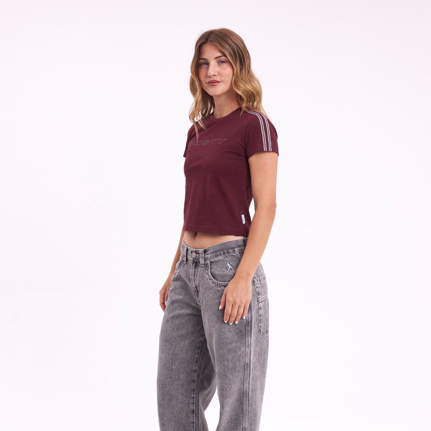 Remera Stitched Up Relaxed Mini Burgundy