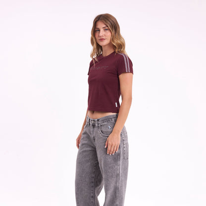 Remera Stitched Up Relaxed Mini Burgundy