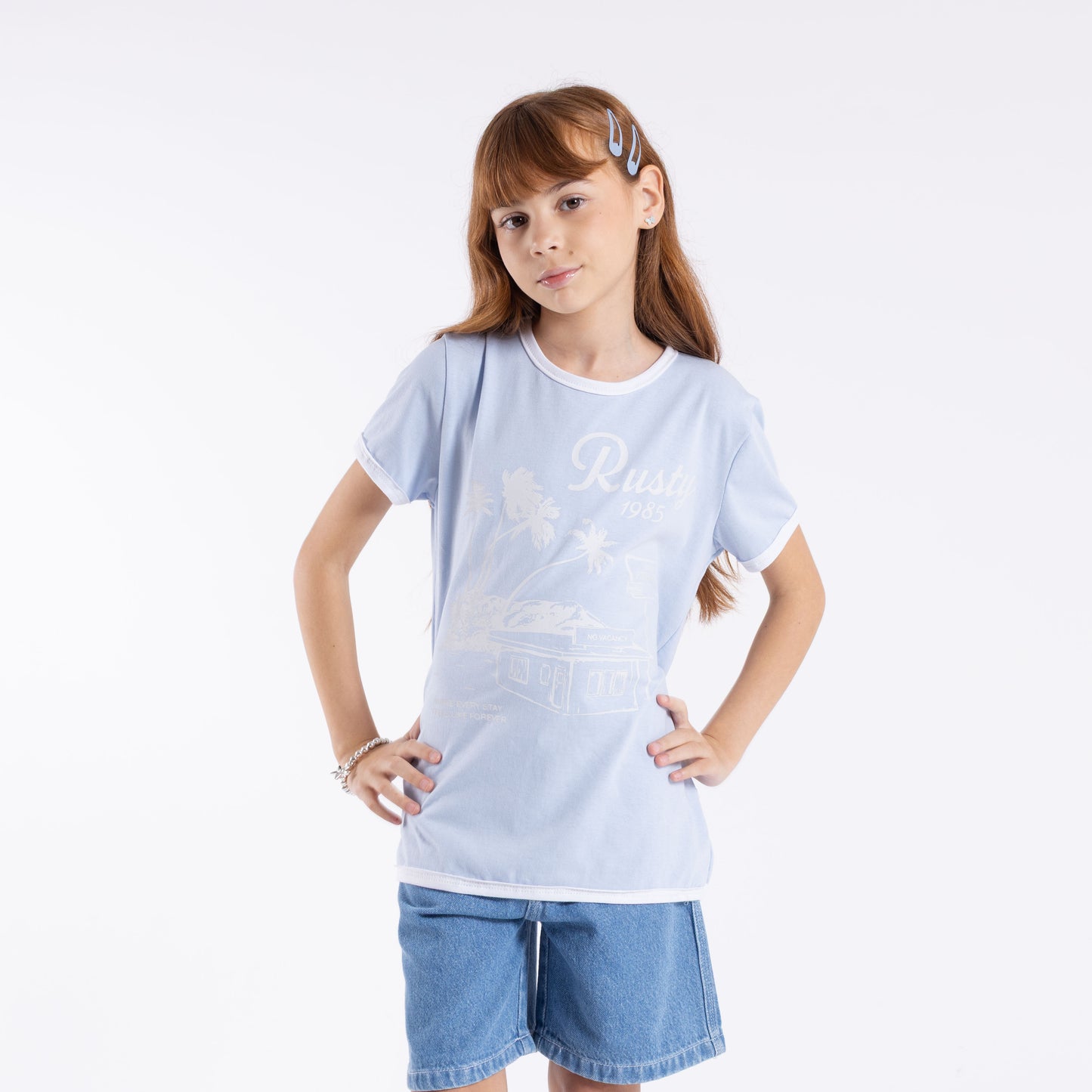 Remera Sunset Wishes Ringer Girls Kentucky Blue
