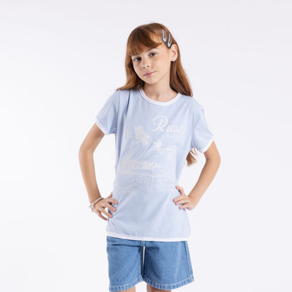 Remera Sunset Wishes Ringer Girls Kentucky Blue