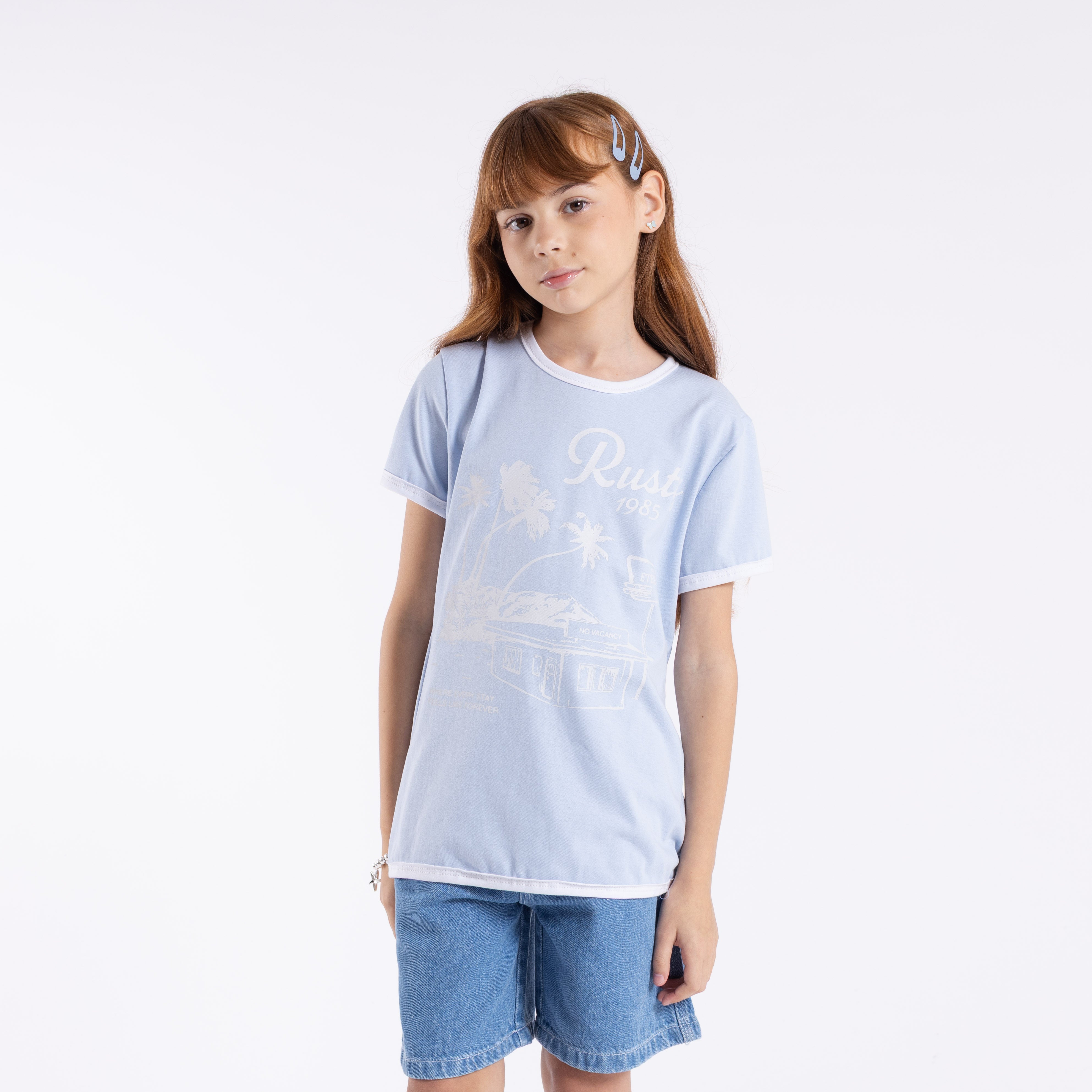 Remera Sunset Wishes Ringer Girls Kentucky Blue