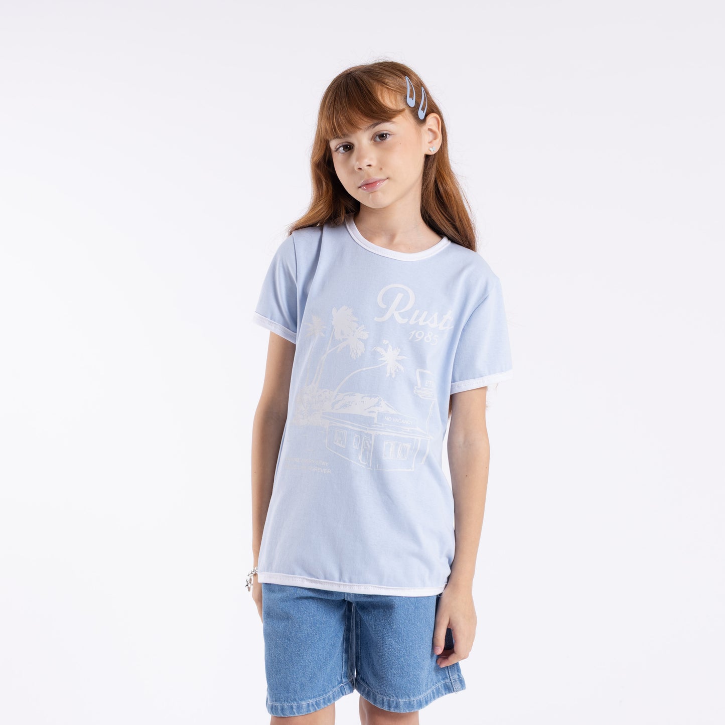 Remera Sunset Wishes Ringer Girls Kentucky Blue