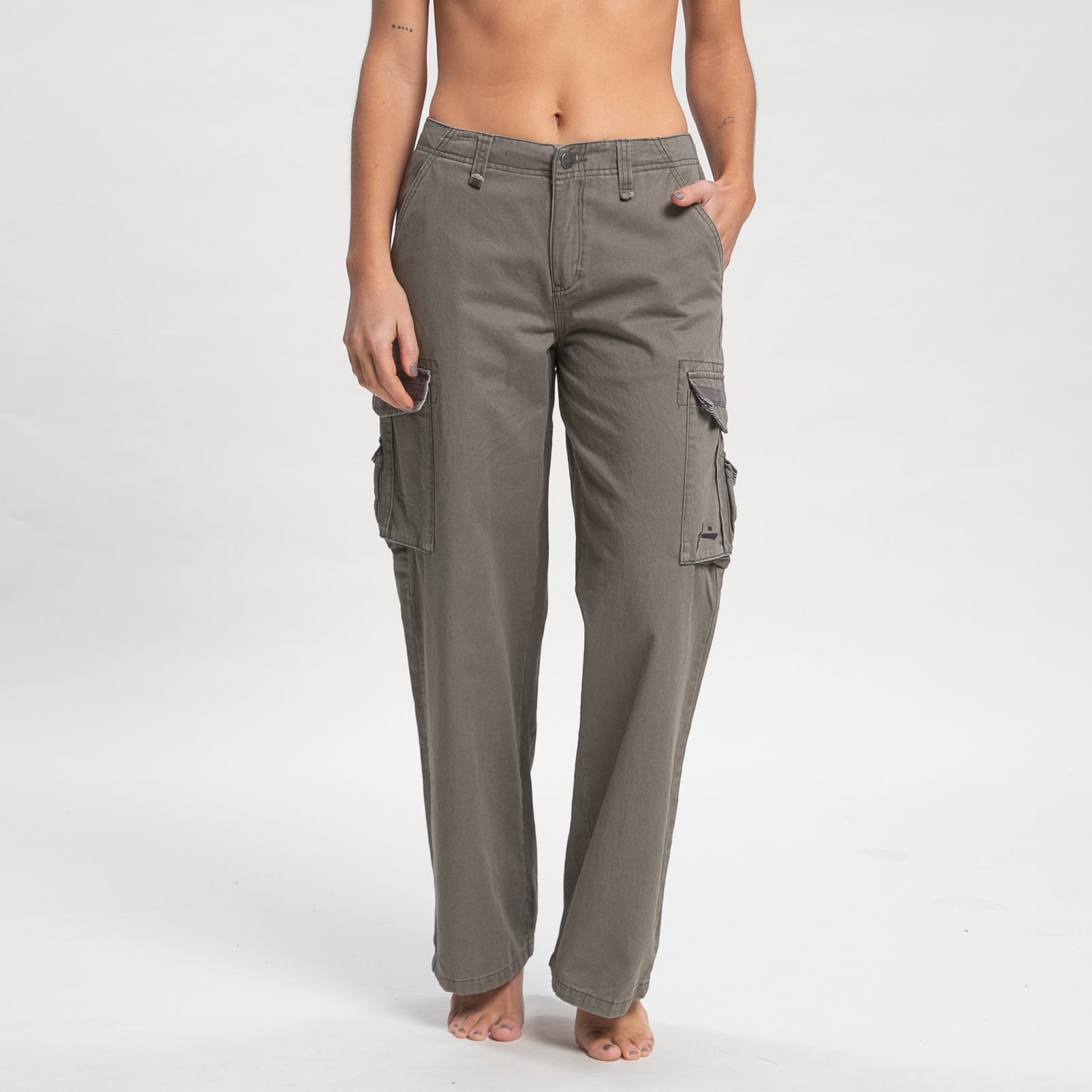 Pantalon Rusty Tank Girl Low Rise Wide Fit Cargo Pant Army