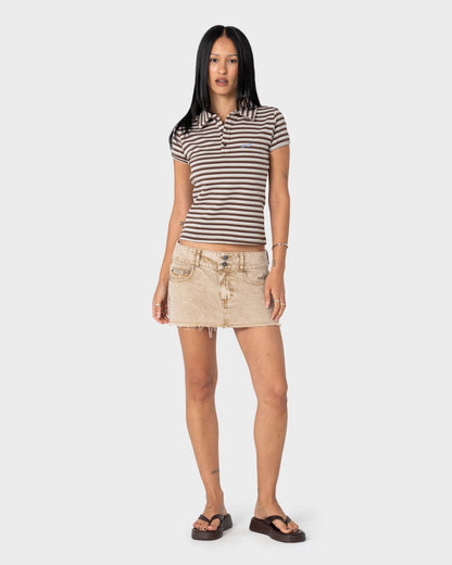 Remera Peta Stripe Polo Baby Brown/Cream Stripe