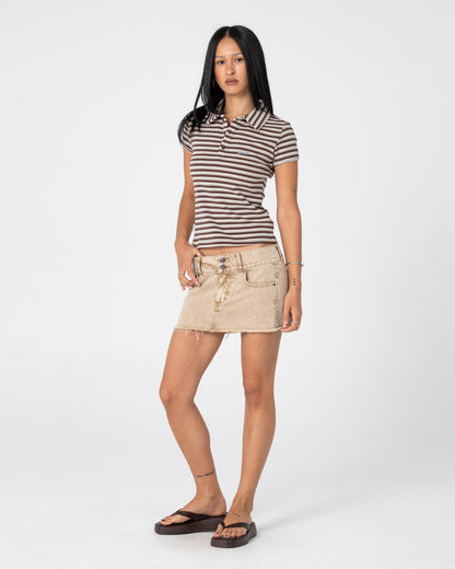 Remera Peta Stripe Polo Baby Brown/Cream Stripe