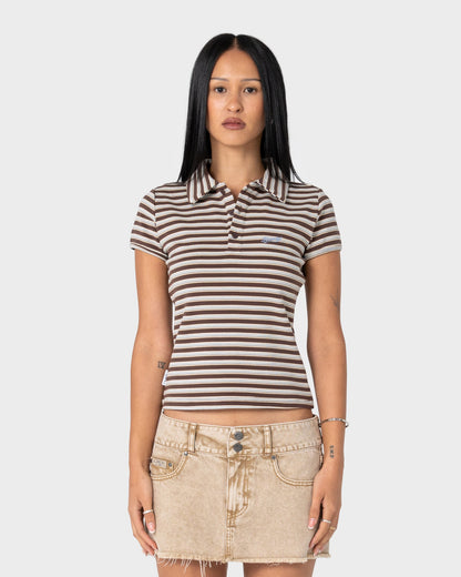 Remera Peta Stripe Polo Baby Brown/Cream Stripe