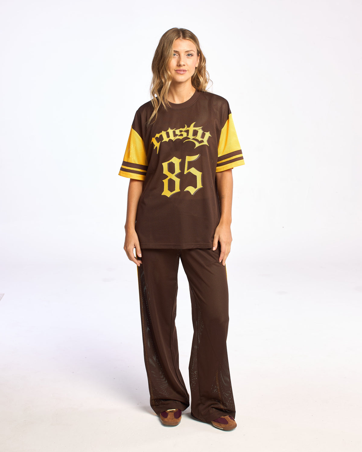 Remera Rag Stripe Oversized Mesh Oversize Java/Amber