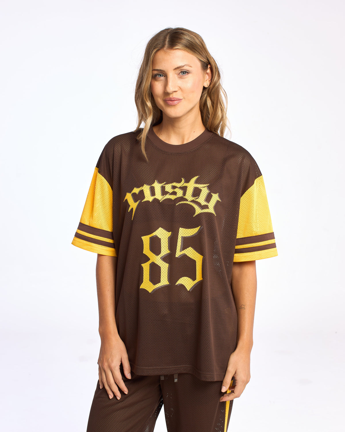 Remera Rag Stripe Oversized Mesh Oversize Java/Amber