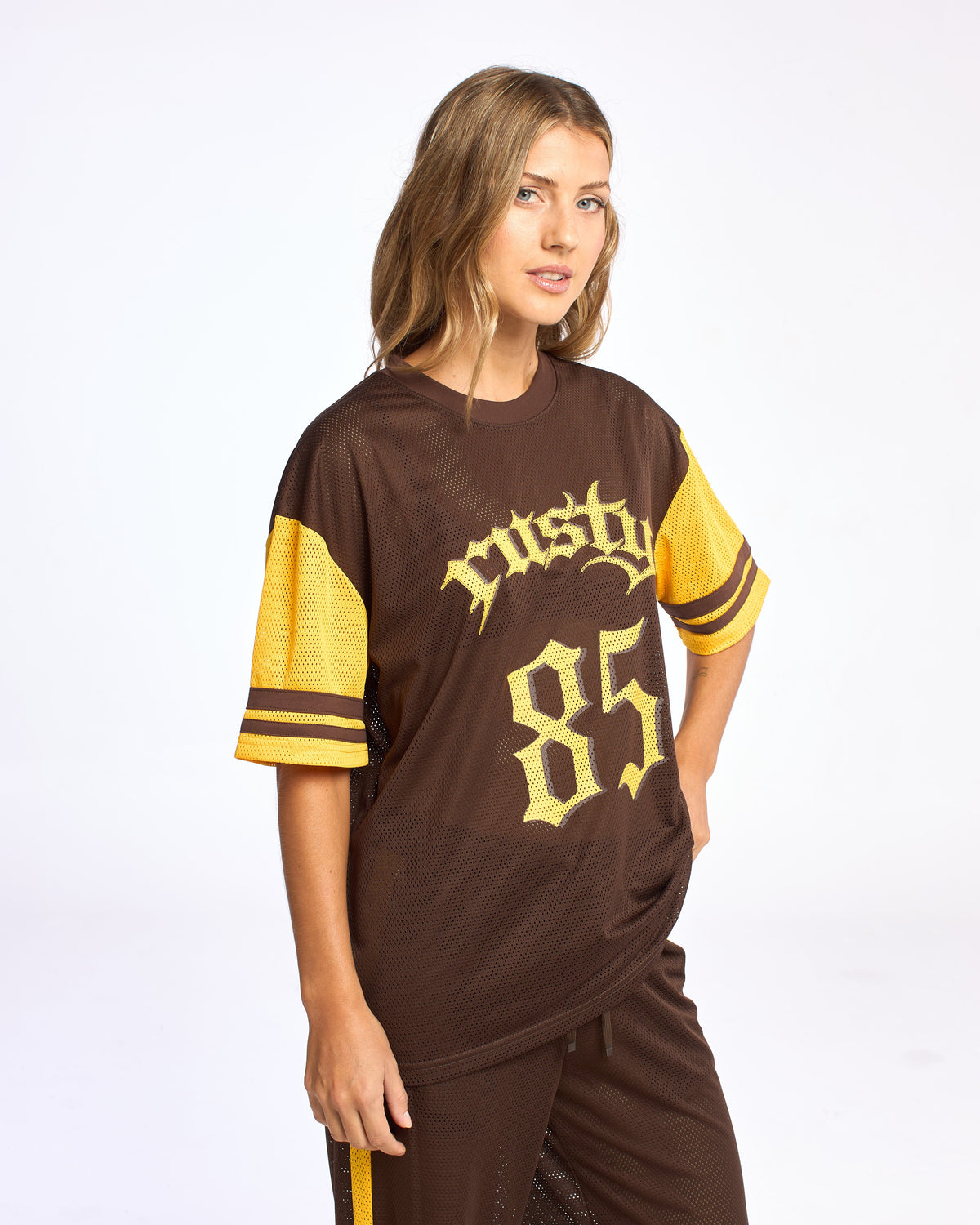 Remera Rag Stripe Oversized Mesh Oversize Java/Amber