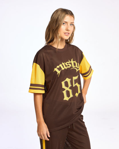 Remera Rag Stripe Oversized Mesh Oversize Java/Amber