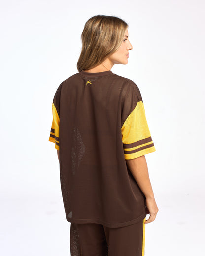 Remera Rag Stripe Oversized Mesh Oversize Java/Amber