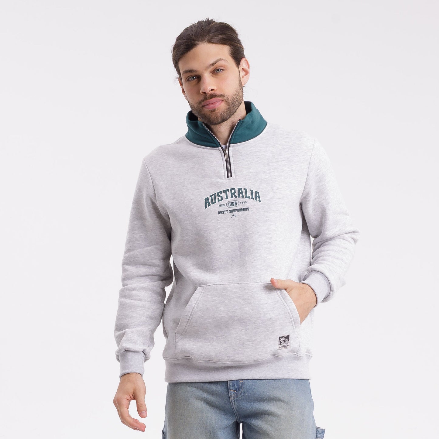 Buzo Australian 1/4 Zip White Marle