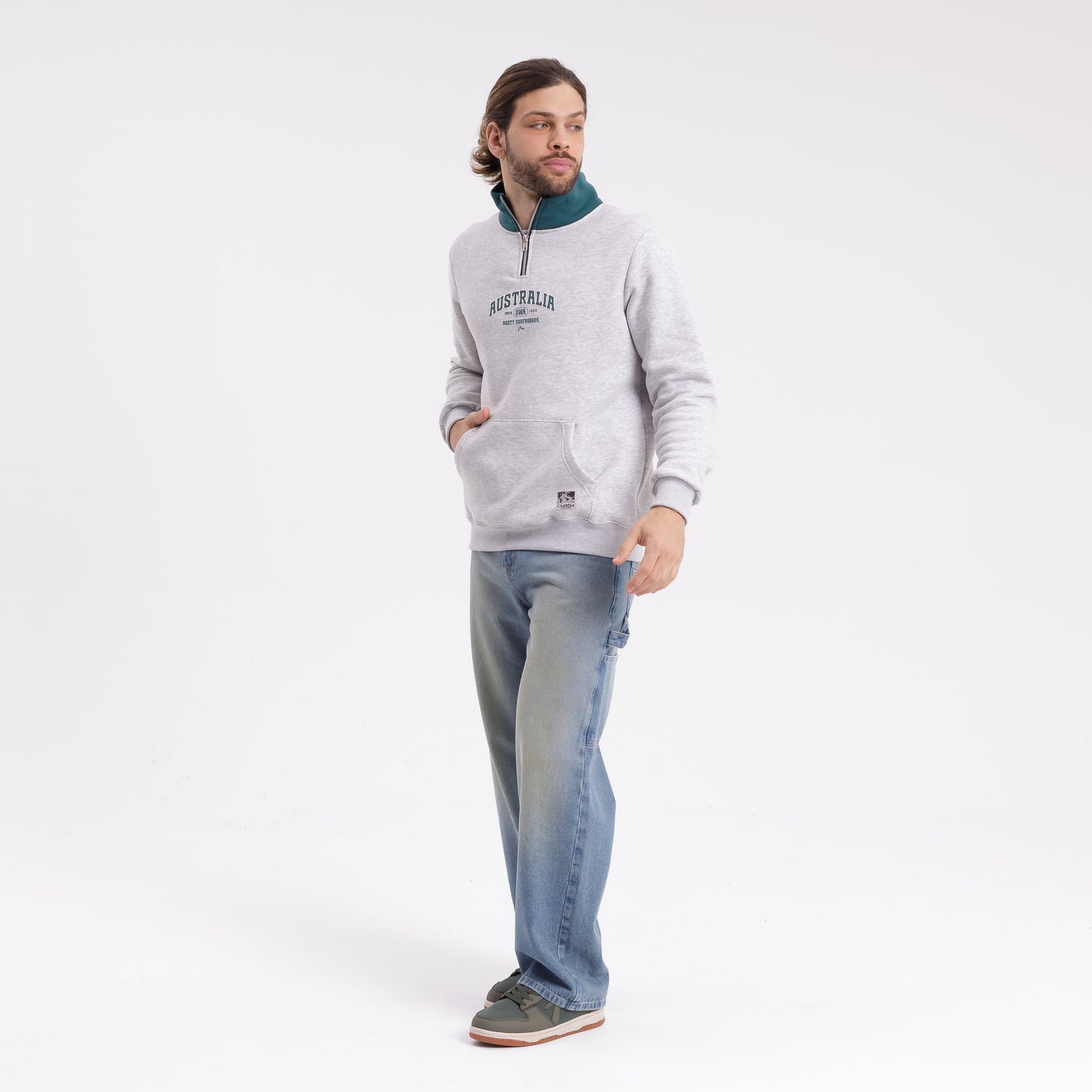 Buzo Australian 1/4 Zip White Marle