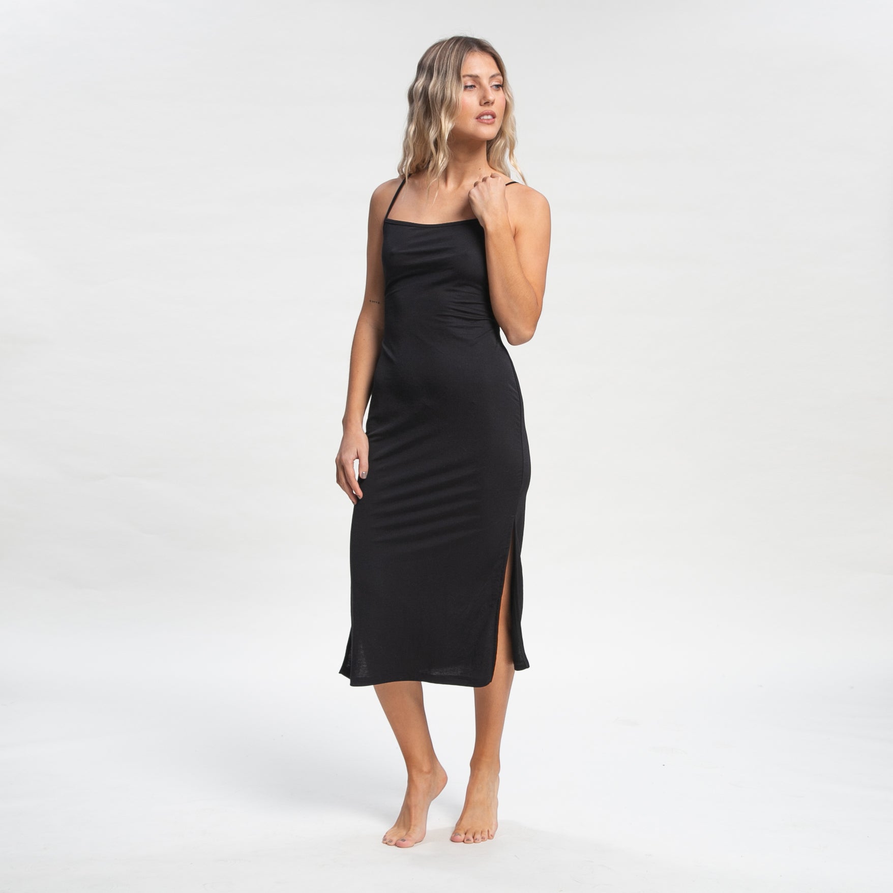 Vestido Rusty Vicky Night Slip Maxi Dress Ld Black