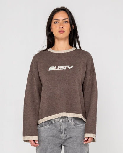 Sweater Rider Relaxed Neck Knit Pinecone