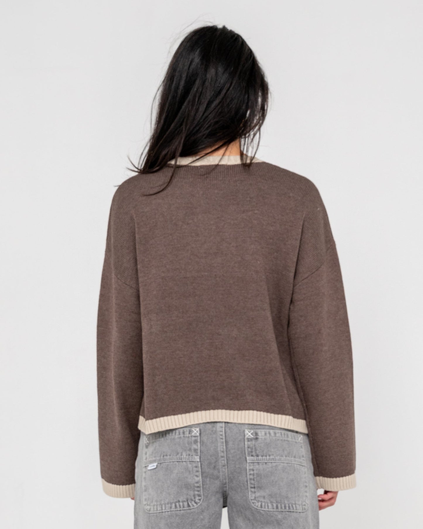 Sweater Rider Relaxed Neck Knit Pinecone