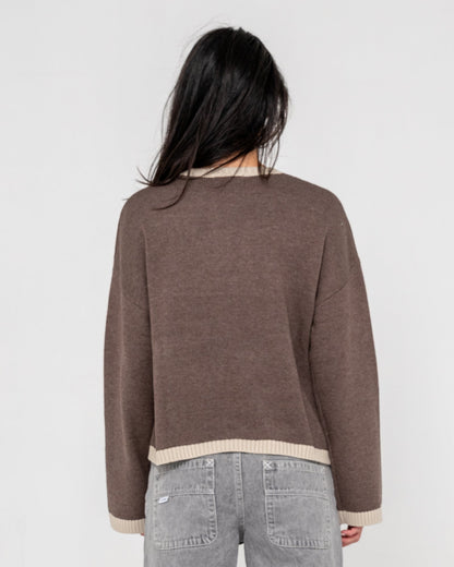 Sweater Rider Relaxed Neck Knit Pinecone