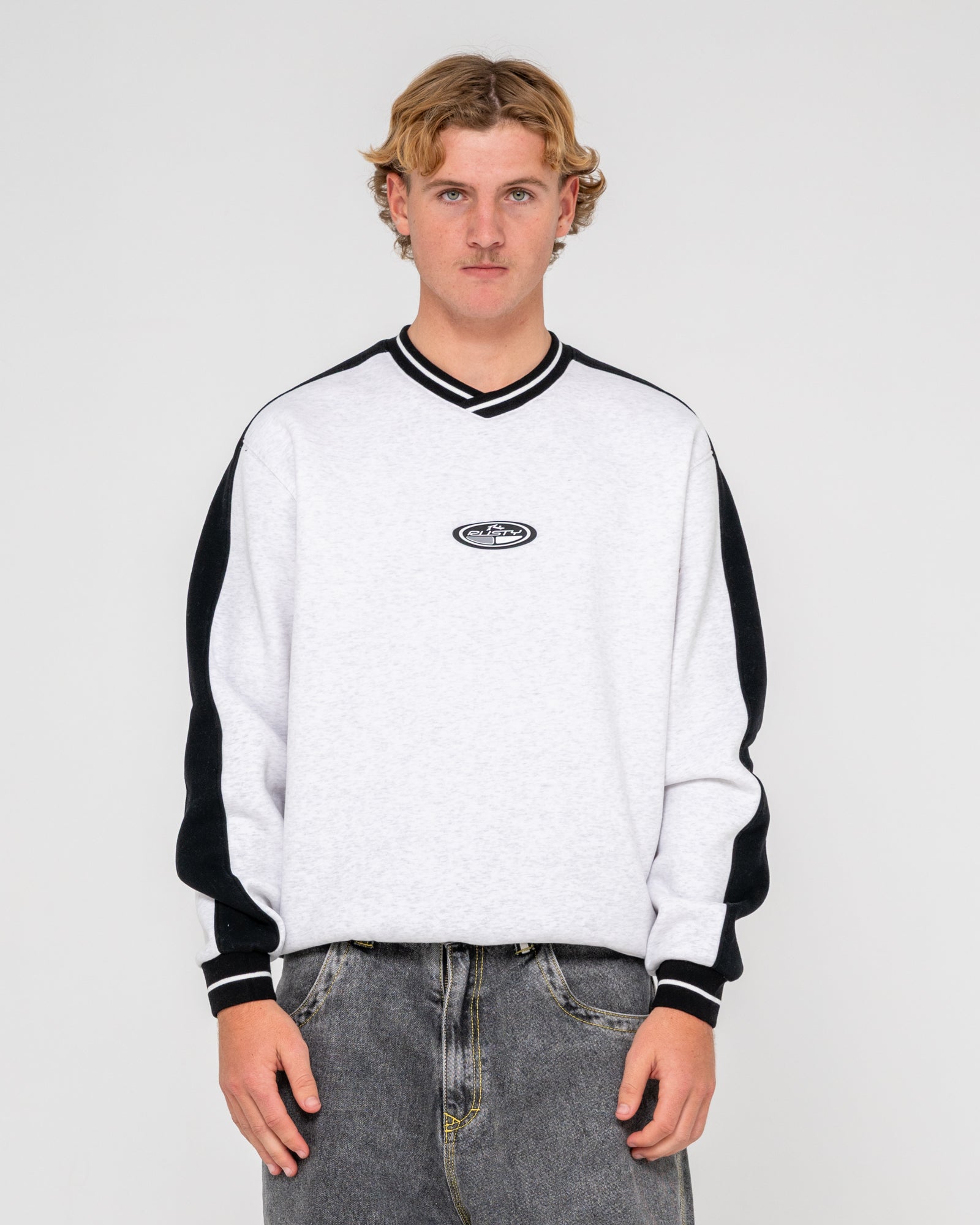 Buzo Vengeance V Neck Fleece Ecru Marle