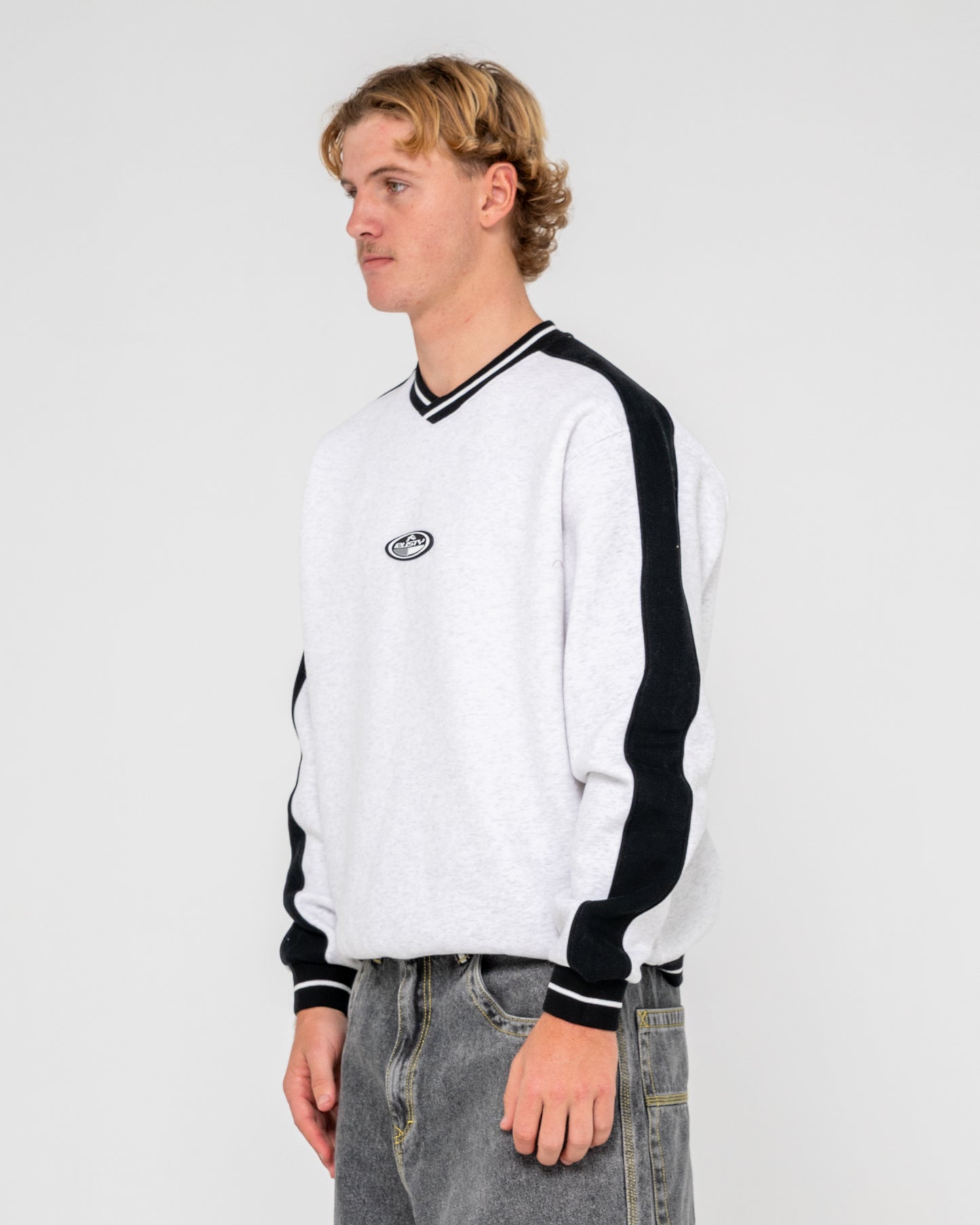Buzo Vengeance V Neck Fleece Ecru Marle